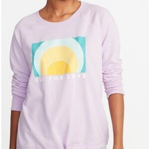 Old Navy All Is Love Rainbow Sweatshirt Pullover Purple SZ Small